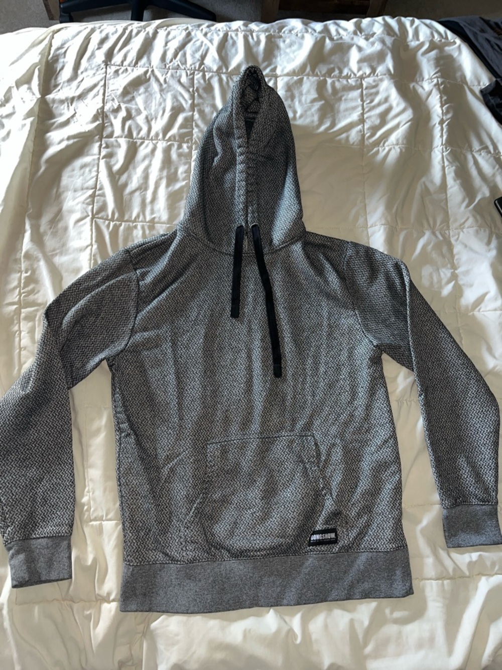 Men's Hooded Zip-Up Knit Sweater in Heather Gray